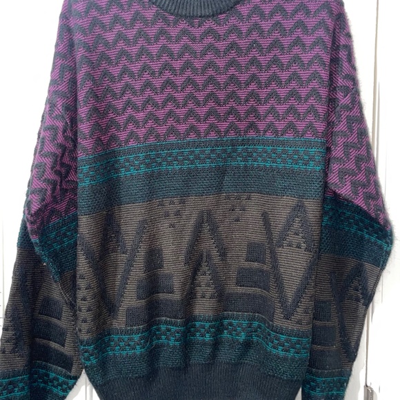 Sweater Graphix Pullover Crewneck 90's Knitted Sweater Geometric Pattern Sz XL - Picture 7 of 8